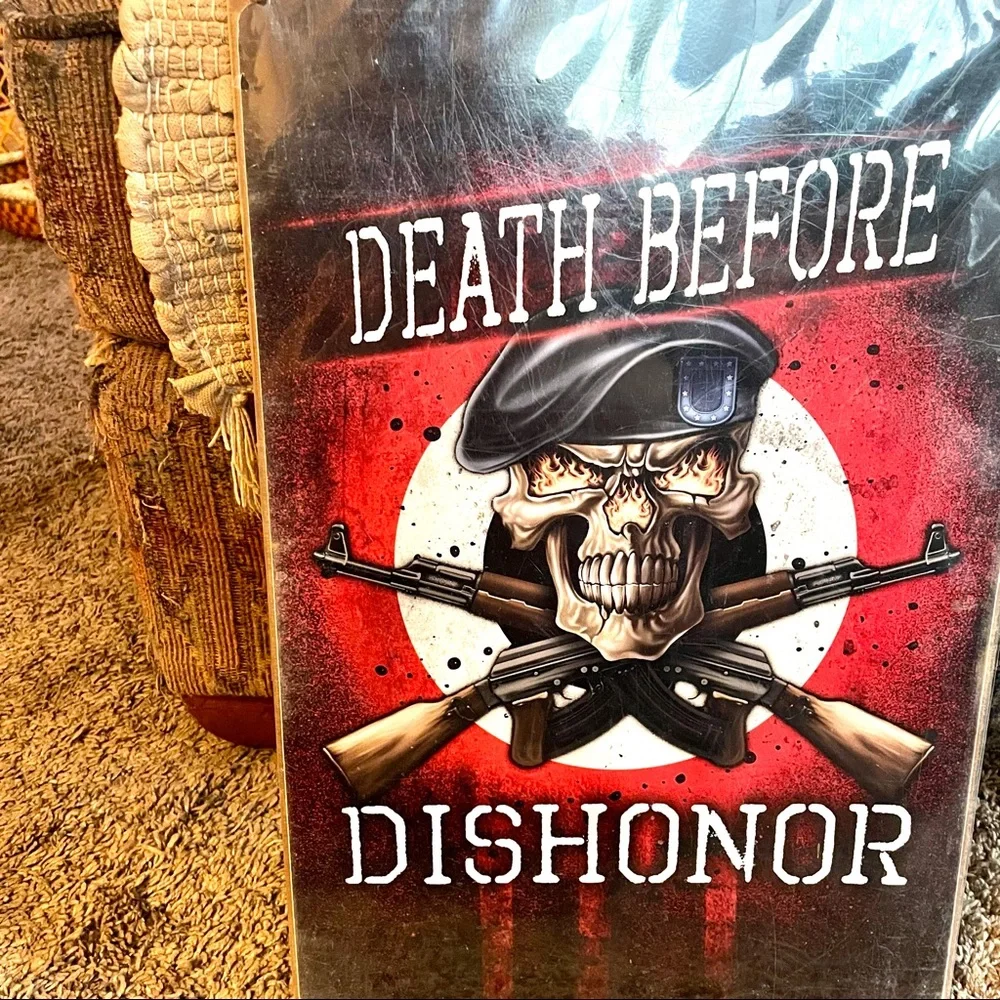 NEW Heavy Duty Steel Death Before Dishonor Metal Sign